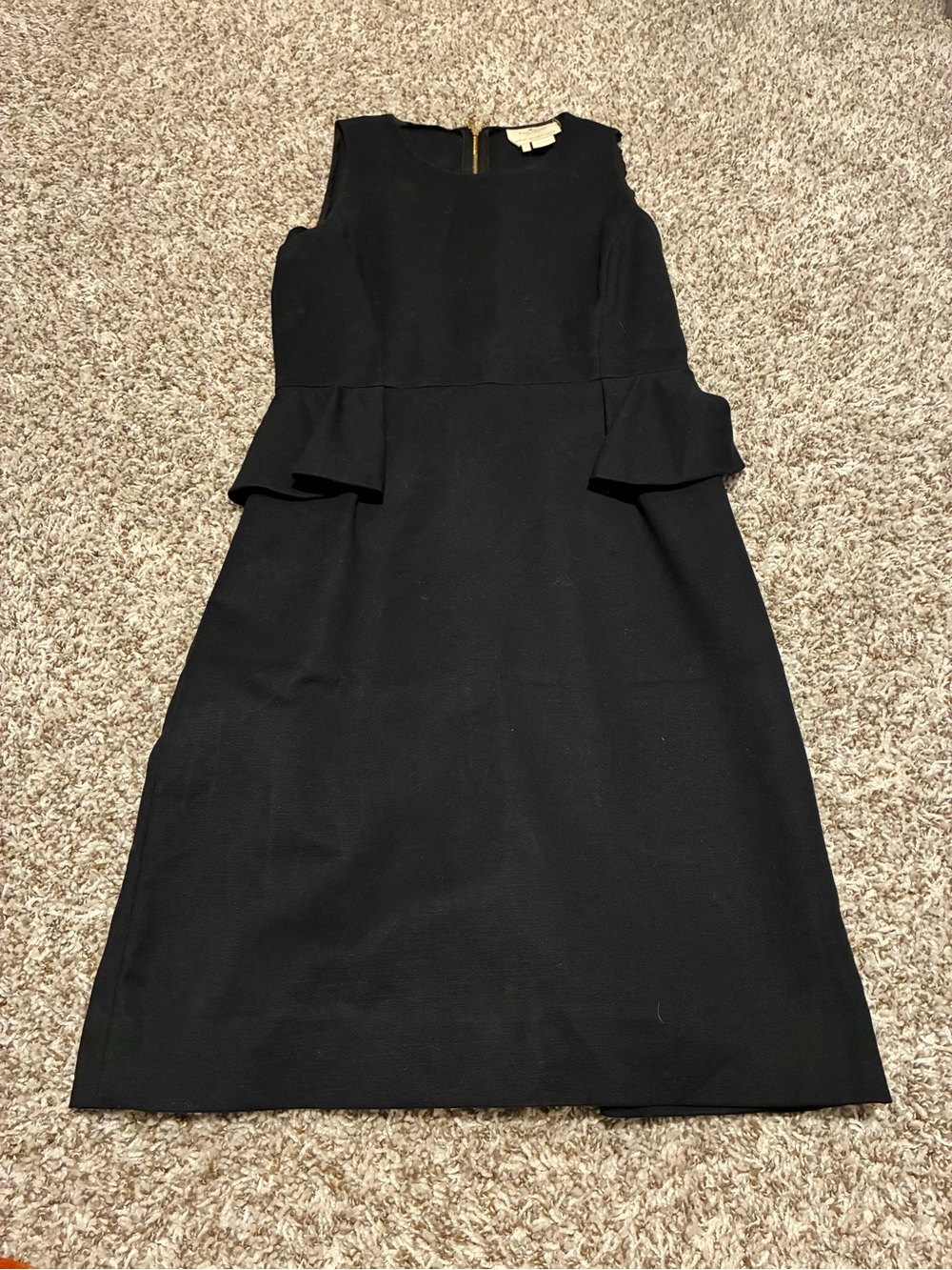 kate spade Black Sleeveless Peplum-Accent Midi Dress
